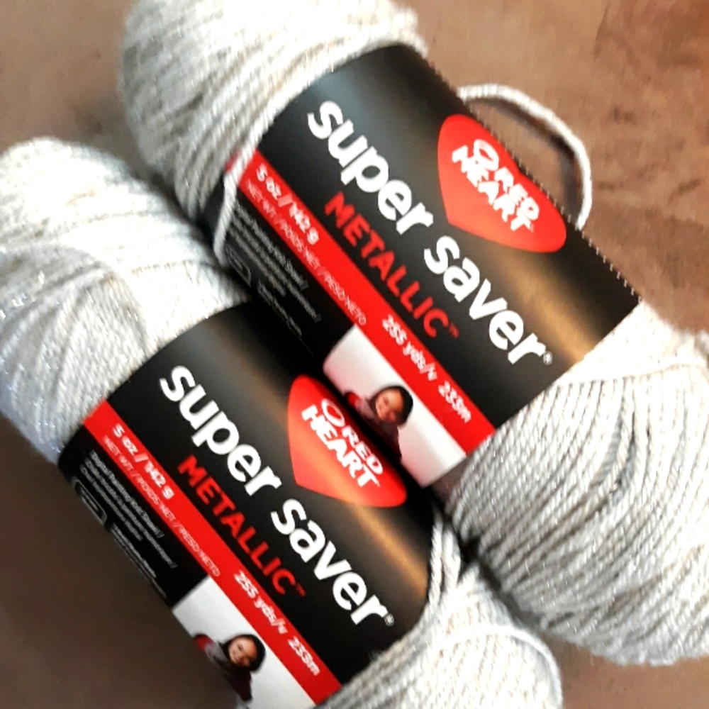 RED HEART SUPER SAVER METALLIC SILVER 2 SKEINS
